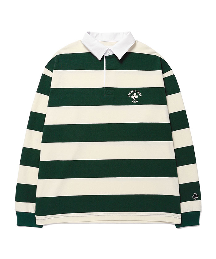 STRIPE OVERSIZED RUGBY TSHIRT[GREEN]
